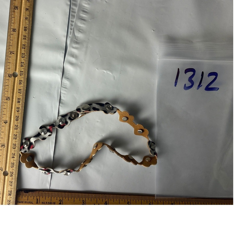 Leopard Print Flower Choker Necklace Rhinestone‎ Accents Adjustable Tan Faux